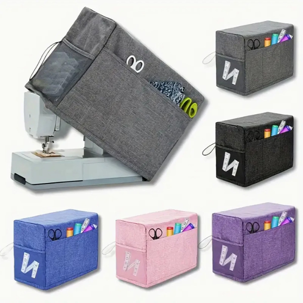 Sewing Factory - ユニバーサルミシンカバー、収納ポケットとサイドハンドル付き、ほとんどの標準ミシン用の保護ダストカバー