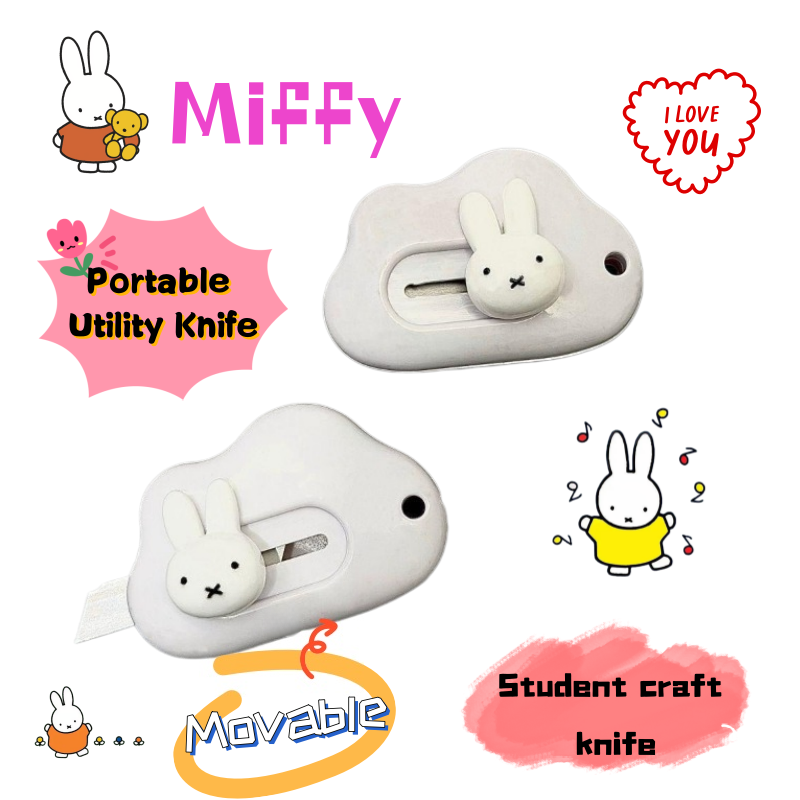 Sewing Art - ミッフィーウサギアートナイフ クリエイティブな個性派 ins風 可愛い携帯用学生向け手作り切り絵 開封用エクスプレスボックスオープナーナイフ