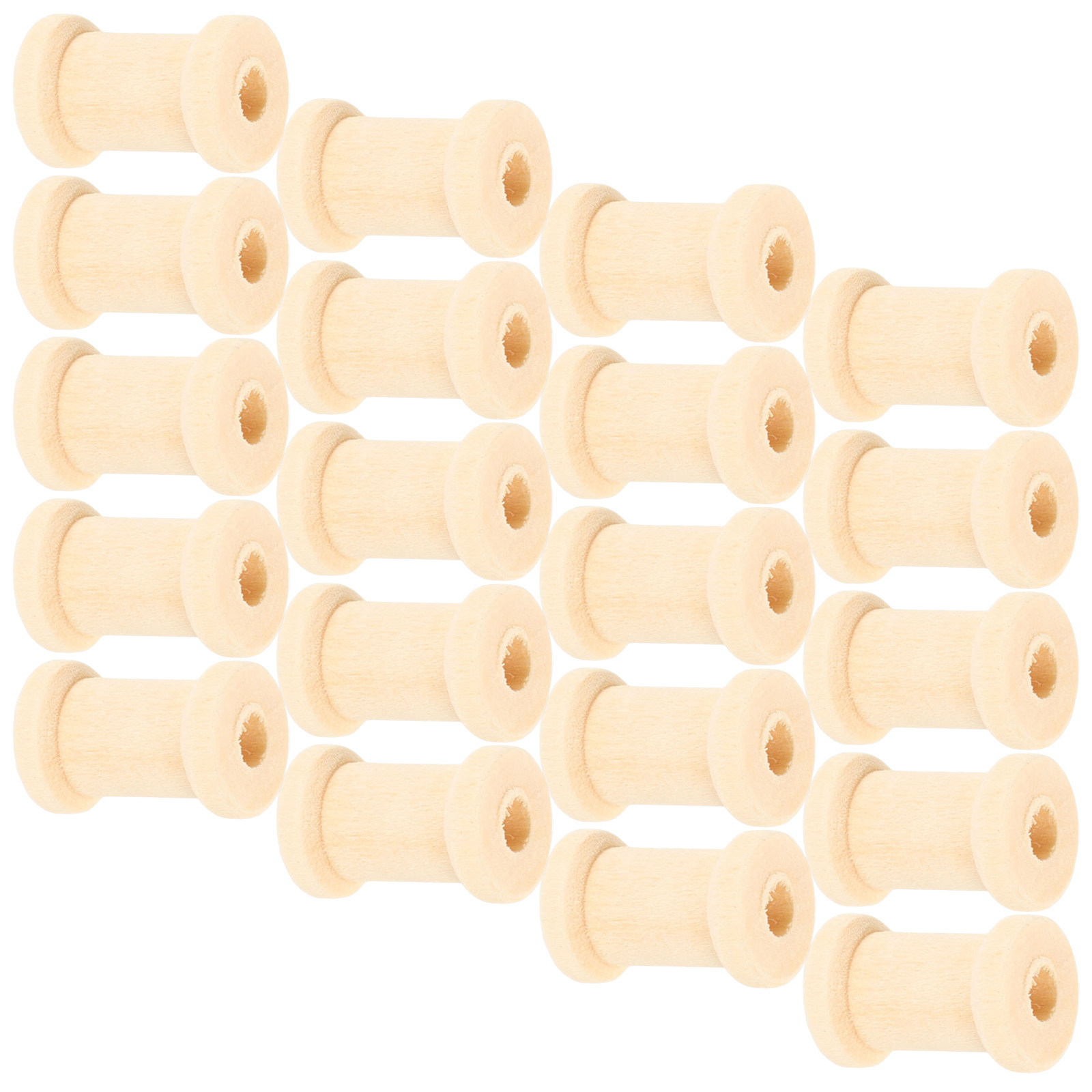 Thread Bobbins Empty - 100個 木製糸巻き 0.75x0.55x0.55インチ 空の素朴な木製ボビン 滑らかなクラフトスプール 糸や紐の整理、縫製用