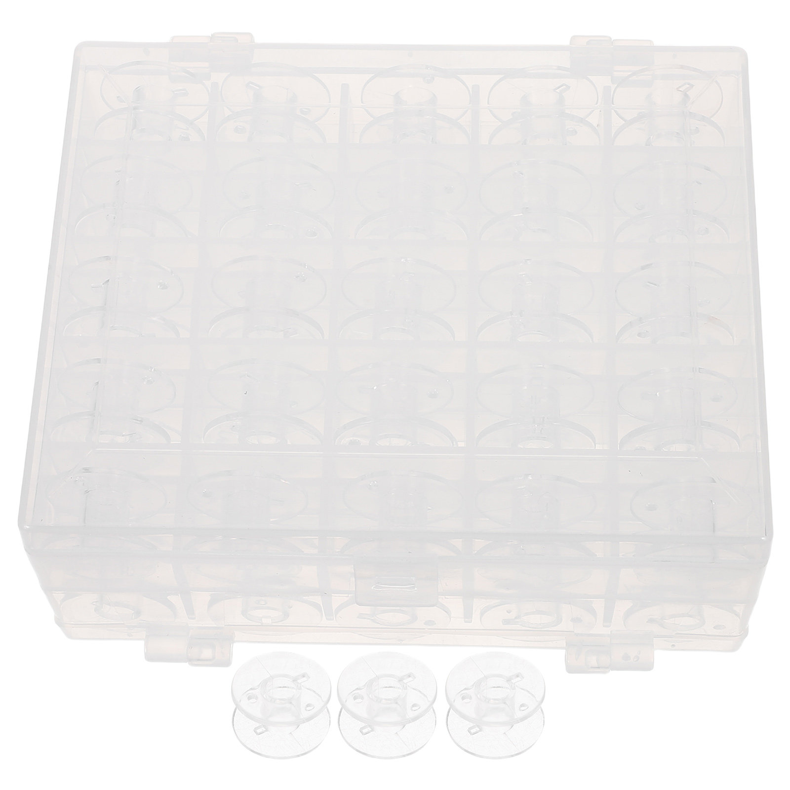 Thread Bobbins Empty - 50個入り透明ボビン プラスチック製ミシン用空糸スプール オーガナイザー収納ケース 縫製用品 糸ボビン（空）