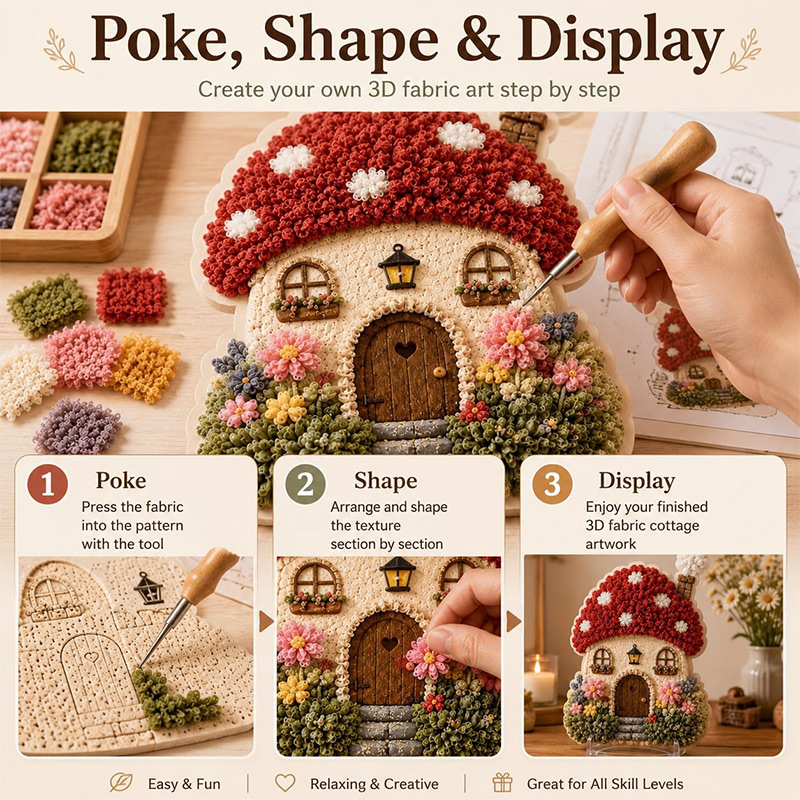 3Dマッシュルームハウス ポケアート DIYキット 布製パン - Sewing Art のレビューと価格