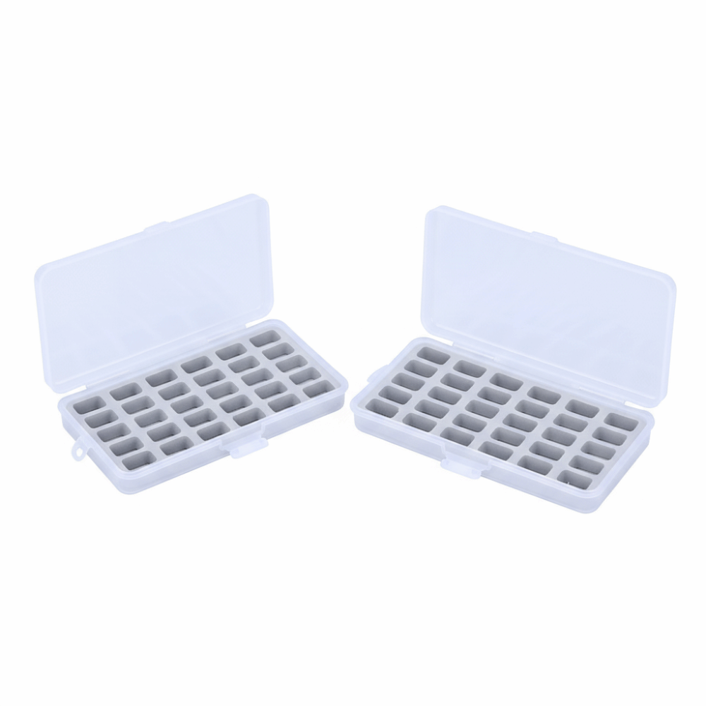 透明プラスチック製ボビン収納ケース2個。30個のスロット付き - Thread Bobbins Empty のレビューと価格