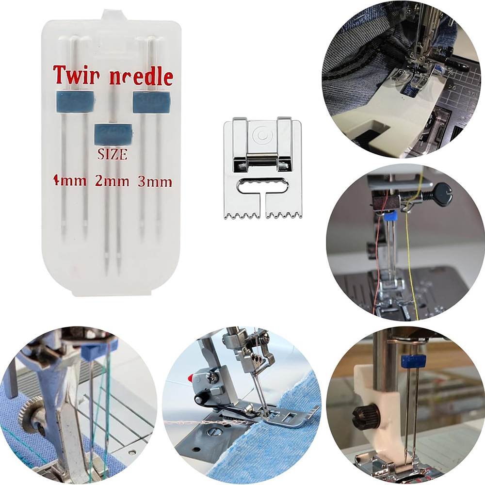 家庭用ミシン用ダブルニードルダブルニードル,9溝ピンタック押 - Twin Needle Stretch のレビューと価格