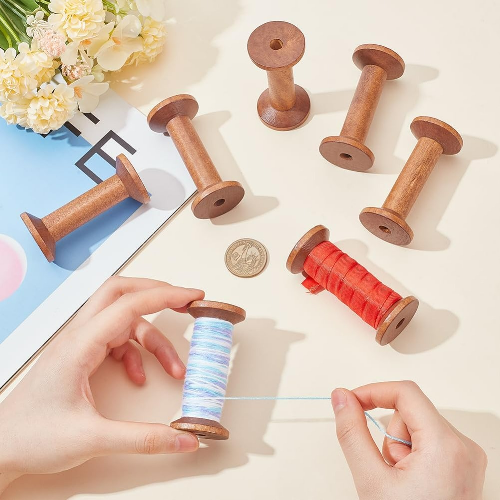 木製スプール 6 個空の木製糸スプール縫製ボビンスプールクラ - Thread Bobbins Empty のレビューと価格