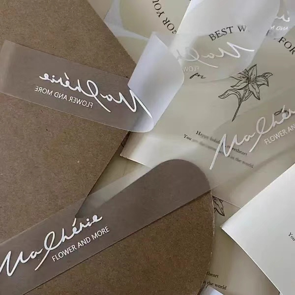 マットな半透明のフロストリボン、カスタマイズ可能な花屋ロゴ印 - Sewing Labels のレビューと価格